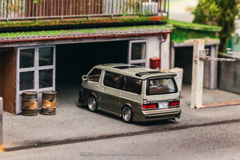 Tarmac Works 1:64 Hiace Wagon Custom Silver Brown Diecast Model Car