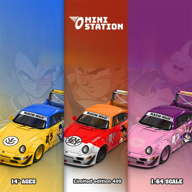 Mini Station  1:64 RWB 964 Sun Wukong / Vegeta /Majin Buu livery Diecast Model Car