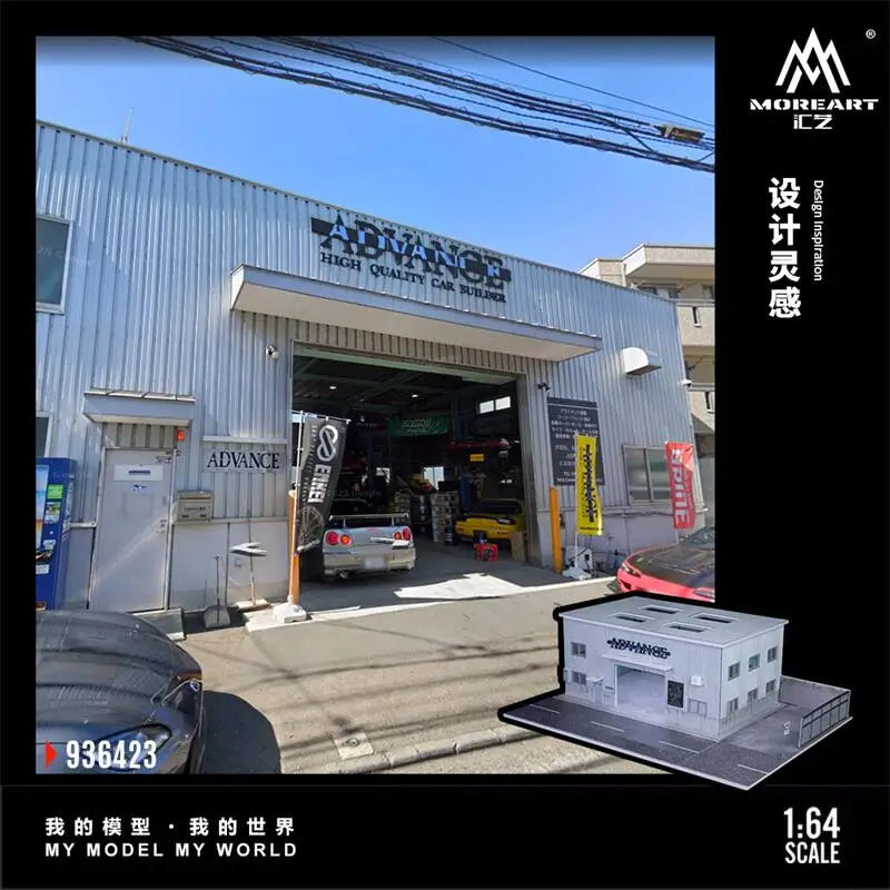Time Micro MoreArt 1:64 YOKOHAMA Repair Shop Garage RWB Factory building Diorama