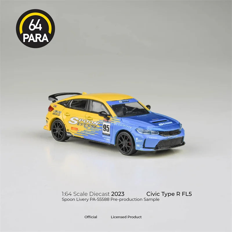 Para64 1:64 2023 Civic FL5 Type R Spoon#95 / 2001 Civic EP3 Type R RB Diecast Model Car