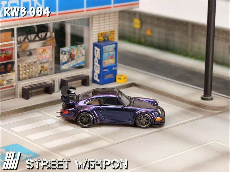 SW 1:64 RWB964 Chameleon purple / Matte silver Limited500 Diecast Collector's Vehicle Model Car
