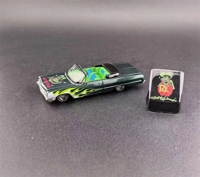 Fine Works64 1:64 Impala Lowrider Emerald Rat Die-Cast Car Model Miniature Gifts