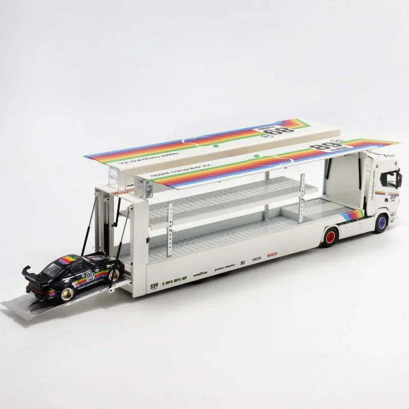 KengFai 1:64 S730 V8 AppleWhite No89 Truck Transporter Diecast Collector's Vehicle Model Car