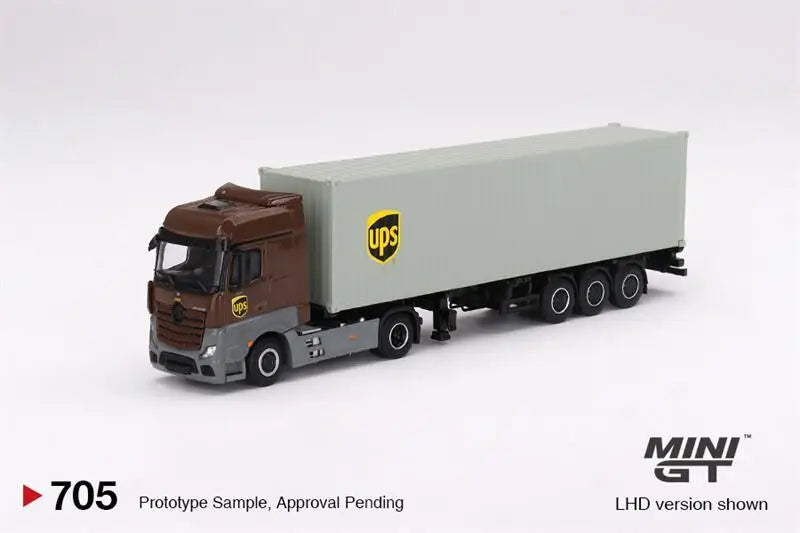 MINI GT 1:64 Actros Trailer w/40 Ft Container 40 UPS truck / Figurine Diecast Model Car