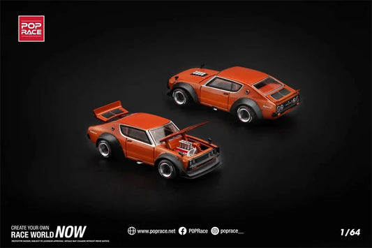 POP RACE 1:64 SKYLINE GT-R V8 DRIFT (KENMERI) ORANGE Diecast Model Car