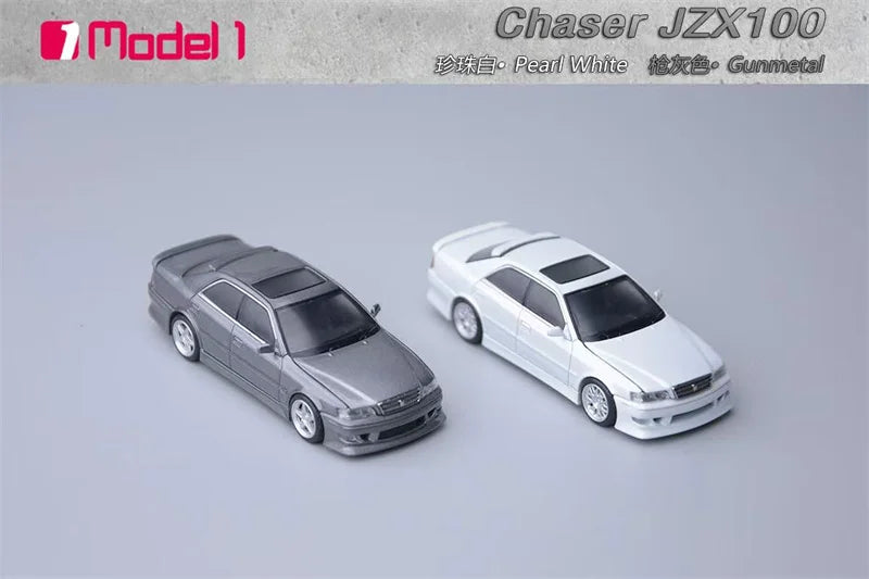 Model1 1:64 Chaser MK6 JZX100 Pearl White Gunmetal Diecast Model Car