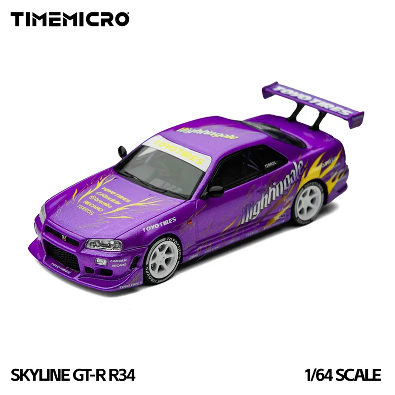TimeMicro 1:64 Skyline R34 purple Diecast Model Car