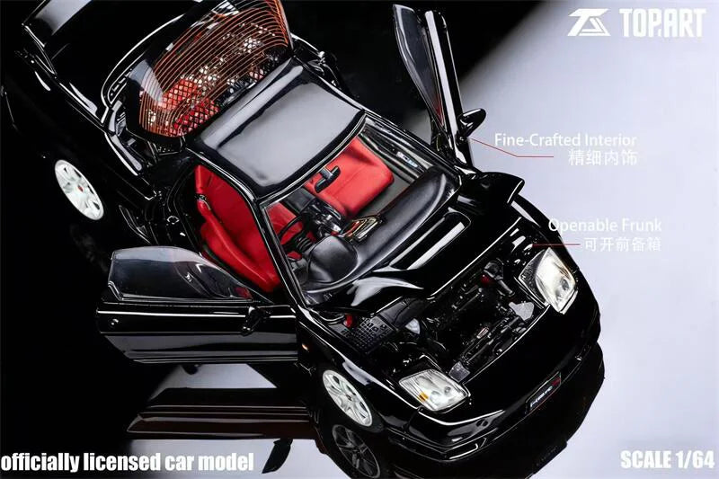 Topart 1:64 2002-05 NSX-R NA2 Metallic Black Die-Cast Car Model Miniature Gifts