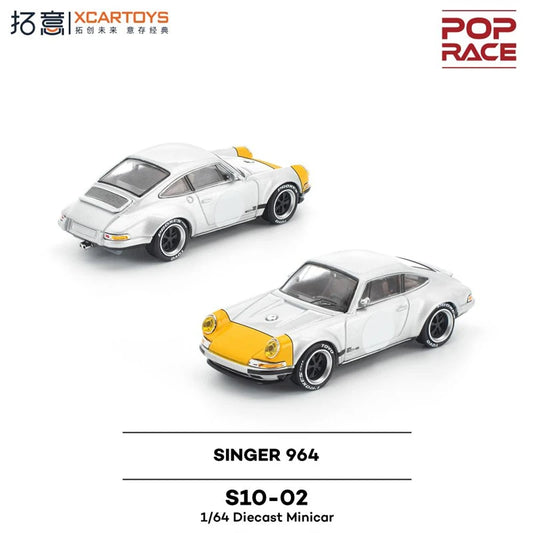 PreSale Xcartoys x Pop Race 1:64 SINGER silver yellow Collection Miniature DieCast Model Car