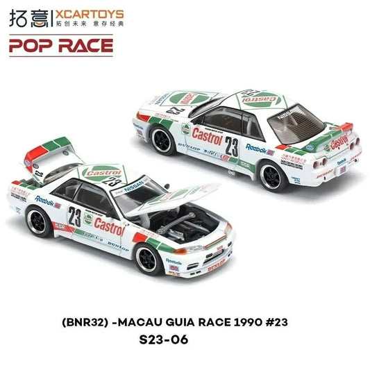 Xcartoys X Pop Race 1:64 SKYLINE BNR32 R32 MACAU GUIA RACE 1990 White Race No.23 Diecast Model Car