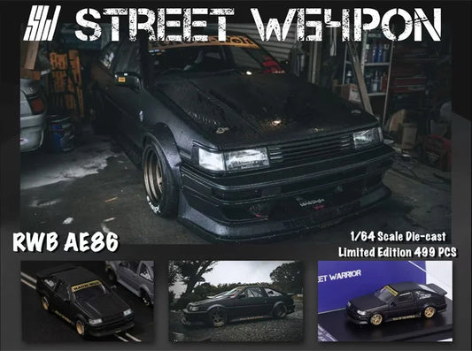 SW 1:64 RWB AE86 Matte black Limited500 Diecast Model Car