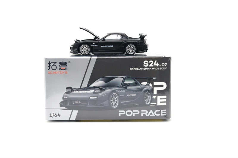 Xcartoys x POP RACE 1:64 RX7 RE AMEMIYA WIDE BODY grey Metal Die-Cast Car Model Collection Miniature