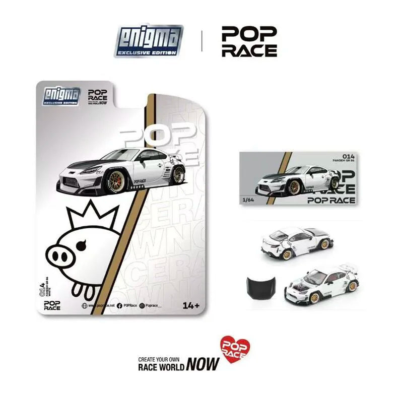 Enigma x Pop Race 1:64 Pandem GR86 ZN8 2022 Gen.2 Rocket Bunny Crystal White Pearl Blister Card Version Diecast Model Car