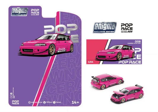 [PreSale] Pop Race 1:64 Pandem Civic EG6 Mk5 Rocket Bunny Pink Diecast Model Car