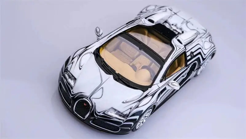 **Pre-Order** Mortal x TPC 1:64 Bugatti Veyron Black White / Red limited799 Diecast Model Car