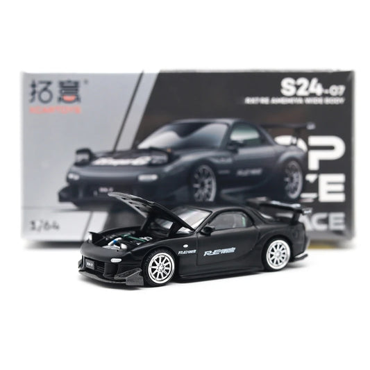 Xcartoys x POP RACE 1:64 RX7 RE AMEMIYA WIDE BODY grey Metal Die-Cast Car Model Collection Miniature