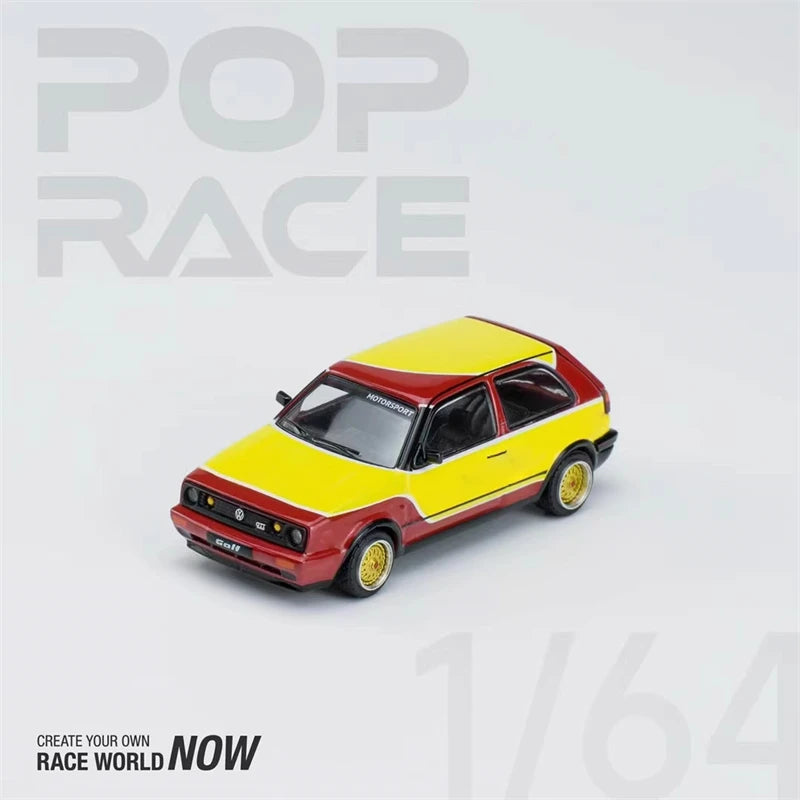 Pop Race 1:64 Golf GTI MKIl YellowRed Diecast Model Car