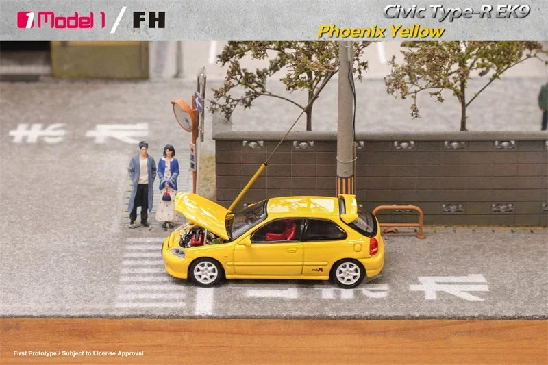 Focal Horizon FH x Model One 1:64 Type-R EK9 Phoenix Yellow Limited999 Diecast Model Car