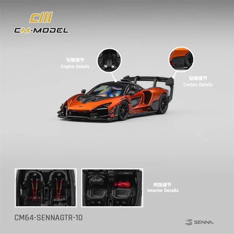 PreSale CM MODEL 1:64 SennaGTR Volcano orange Die-Cast Car Model Collection Miniature