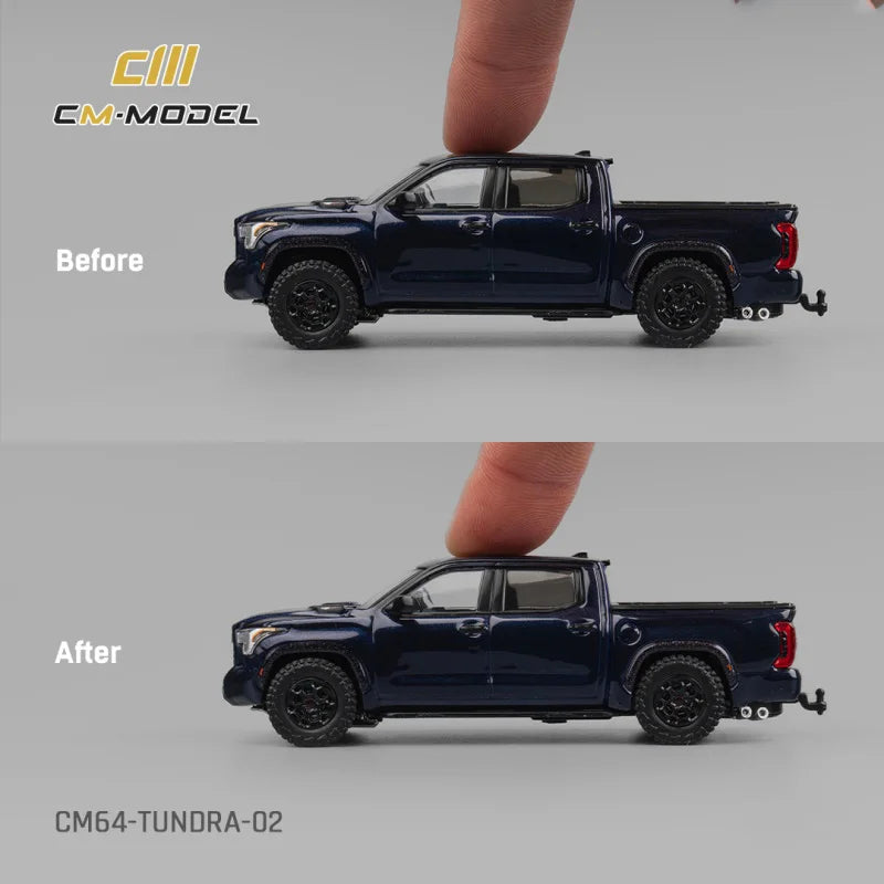 PreSale CM MODEL 1:64 Tundar Metallic Blue Pickup Collection Miniature Diecast Metal Model Car