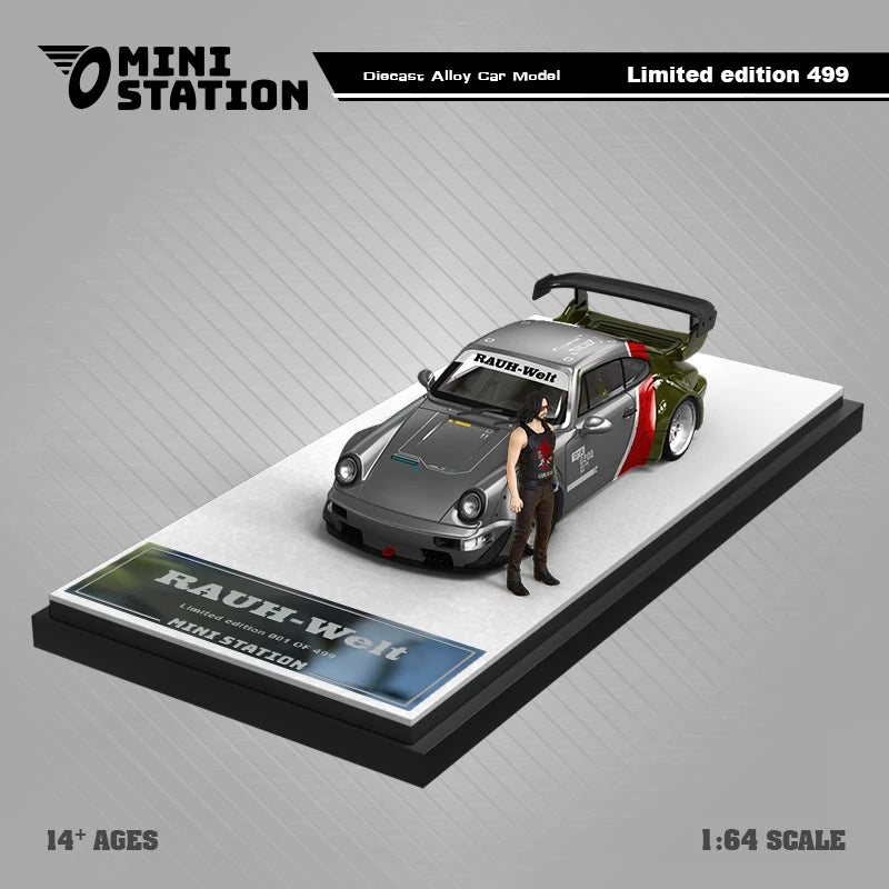 Mini Station  1:64 RWB 964 SAMURAI 2077 BlackYellow / SilverGreen limited499 Diecast Model Car