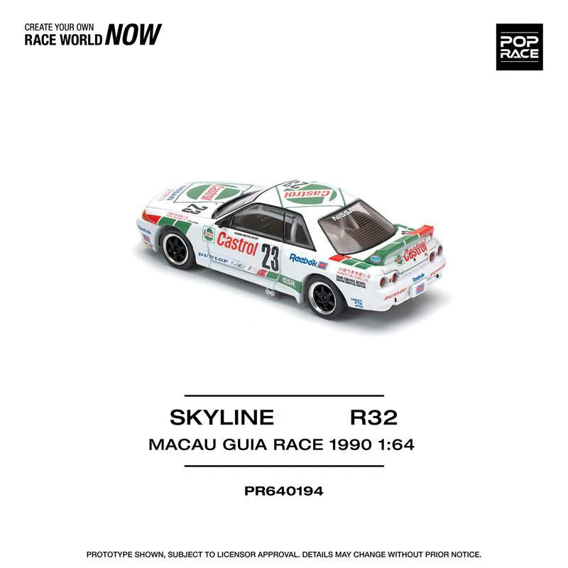 Pop Race 1:64 Skyline R32 Macau Guia Race #23 Diecast Model Car