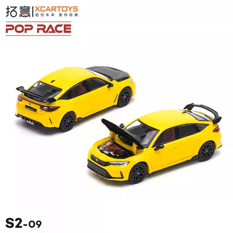 Xcartoys x POP RACE 1:64 Civic Type-R(FL5) Yellow Diecast Model Car