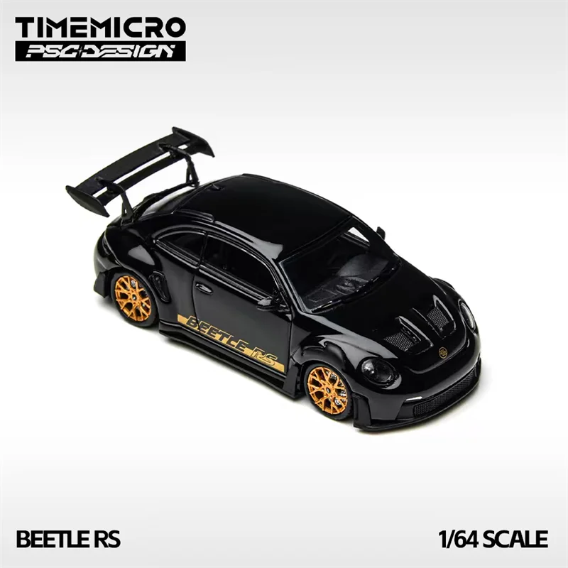 Time Micro × PSC DESIGN 1:64 Beetle RS Black Gold Diecast Model Car