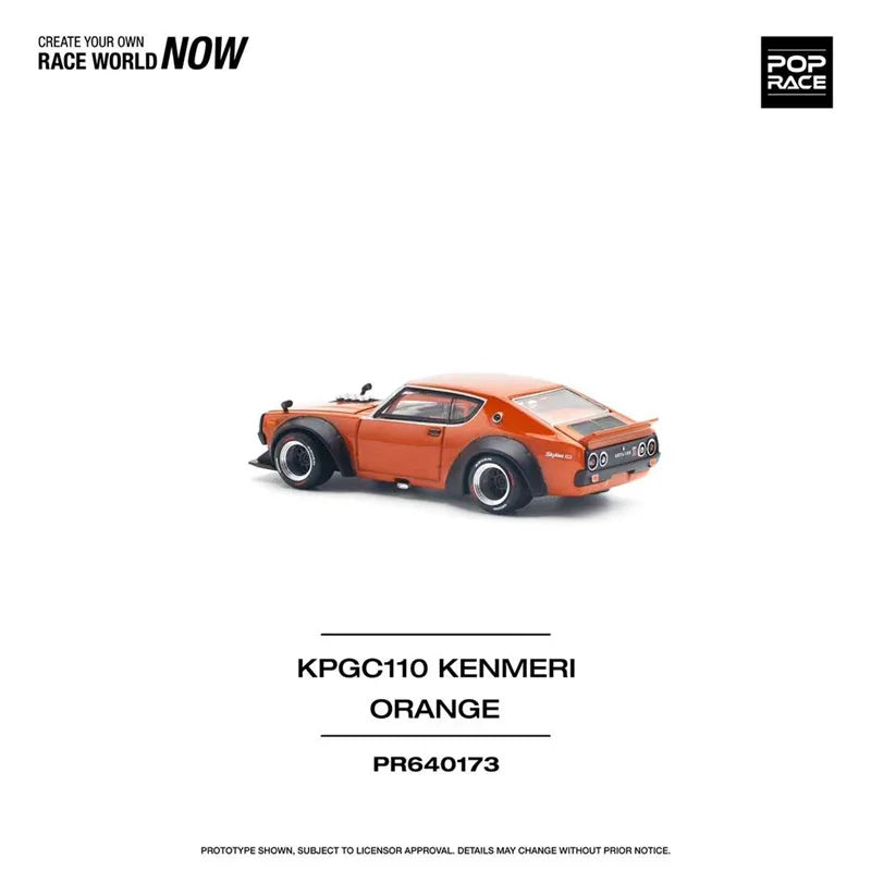 POP RACE 1:64 SKYLINE GT-R V8 DRIFT (KENMERI) ORANGE Diecast Model Car