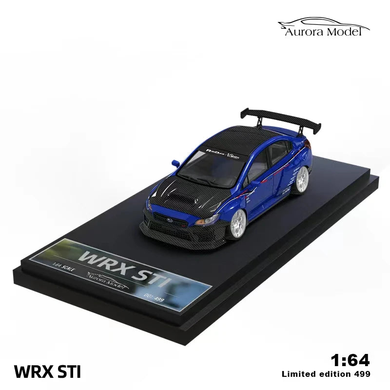 AuroraModel AM 1:64 WRX STI Metallic blue / HKS limited499 Diecast Model Car