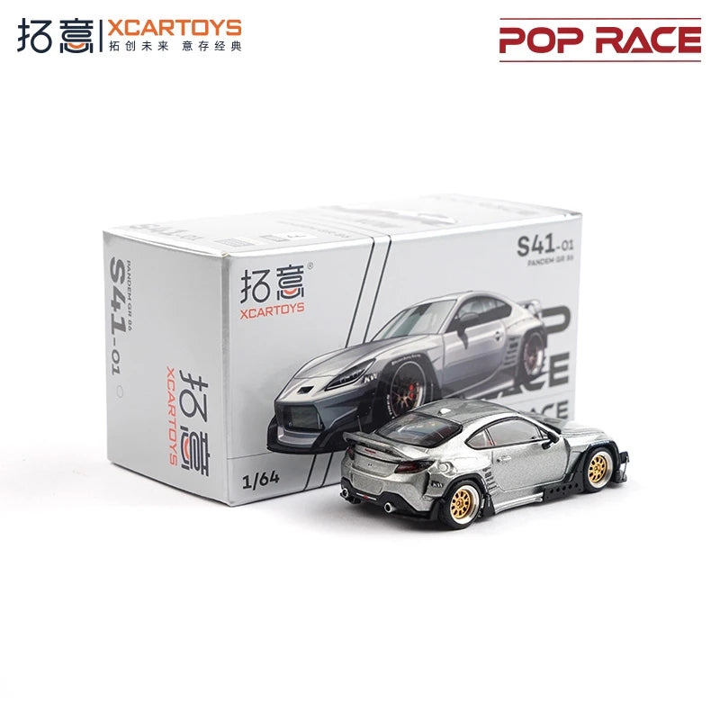 Xcartoys x POP RACE 1:64 PANDEM GR 86 Silver Diecast Model Car