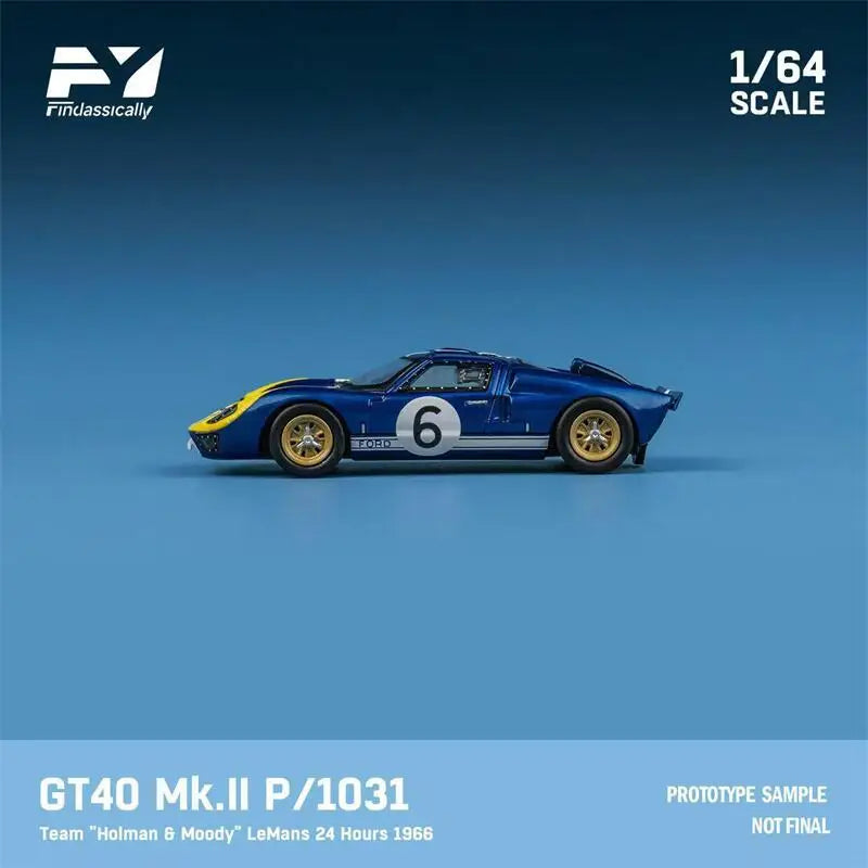 Findclassically 1:64 GT40 Mk.I P1059 White / Mk.II P1031 “Holman & Moody” #6 1966 limited500 Diecast Model Car