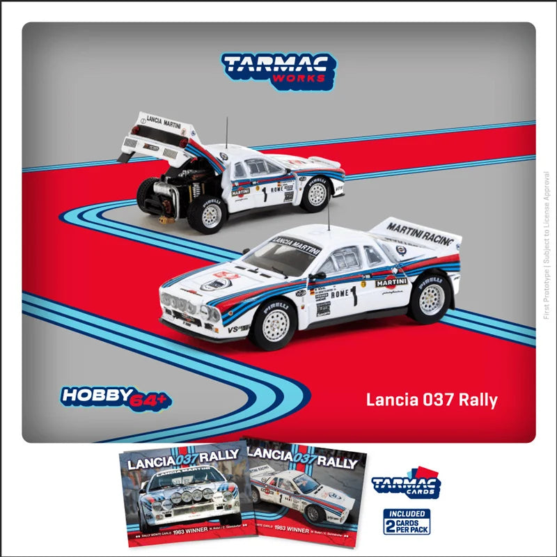 **Pre-Order** Tarmac Works 1:64  Lancia 037 Rally Rally Monte Carlo 1983 Winner white#1 Diecast Model Car