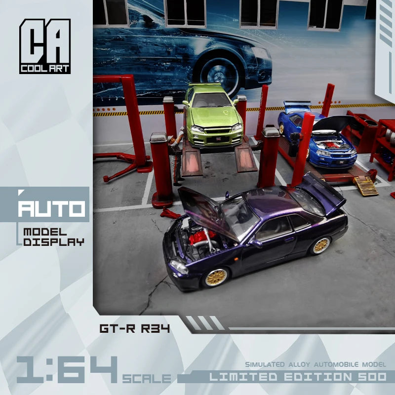 Cool ART 1:64 Nissan Gtr34 Blue / Green / Purple limited500 Diecast Model Car