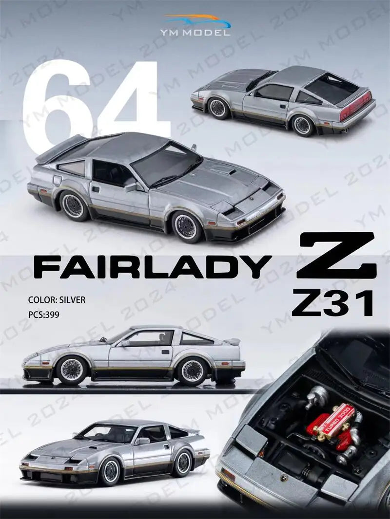 **Pre-Order** YM model 1:64 Z31 300SX Silver limited399 Resin Model Car