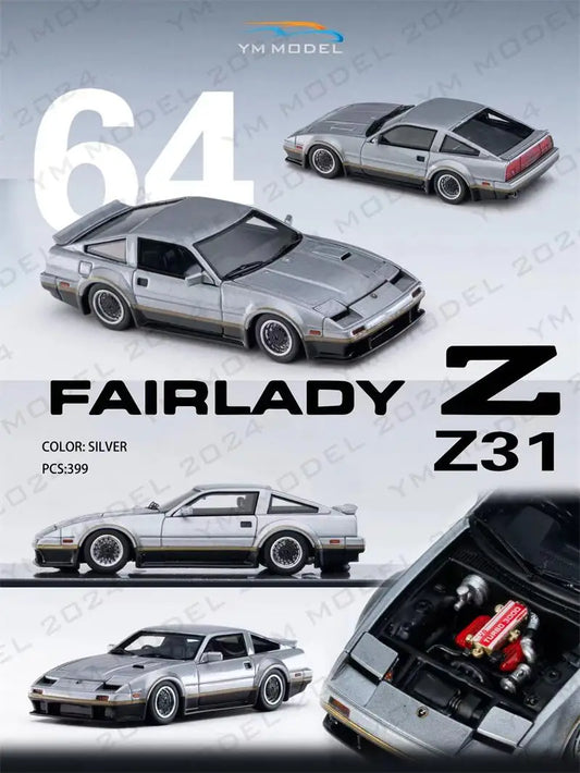 **Pre-Order** YM model 1:64 Z31 300SX Silver limited399 Resin Model Car