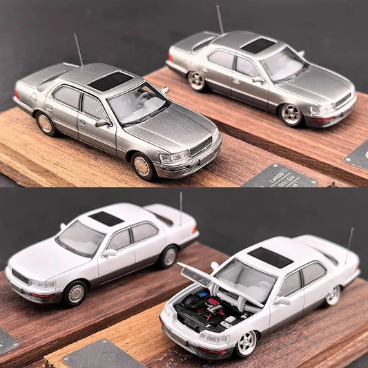 FineWorks64 1:64 LS400 XF10 UCF10 White Silver Opening Hood Diecast Model Car