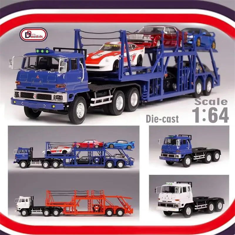 **Pre-Order** DD Models 1:64 Fuso FV High Cab Tractors w/ Plastic Transport Trailer Set Diecast Model Car