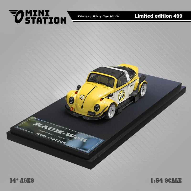 Mini Station  1:64 Mooneyes T1 Van & Beetle Targa w/Trailer limited499 Diecast Model Car