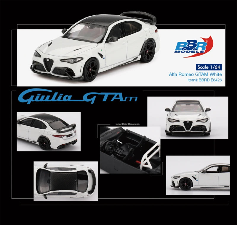 BBR 1:64 White Alfa Romeo Giulia GTA / GTAm BBRDIE6425/6 Diecast Model Car
