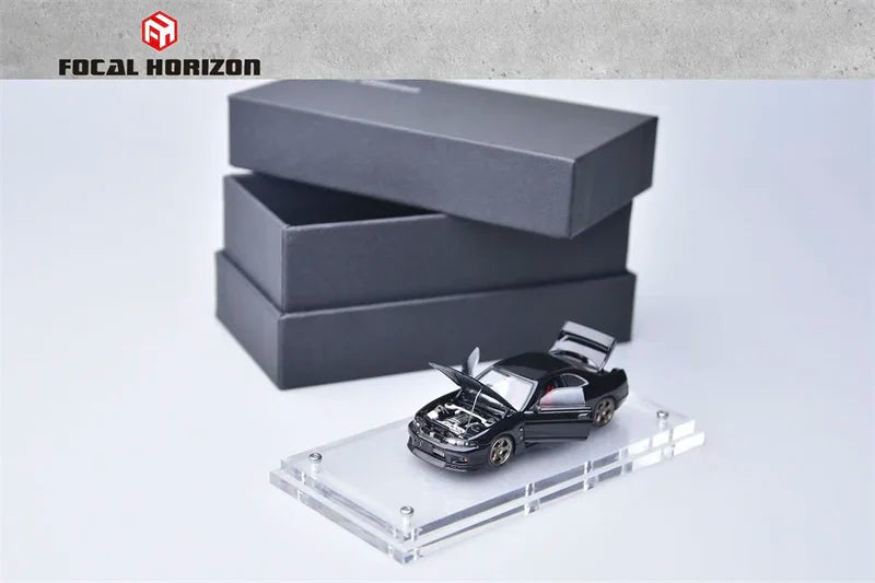 Focal Horizon FH 1:64 Skyline R3 Mk4 BCNR33 Black Full Open Diecast Model Car