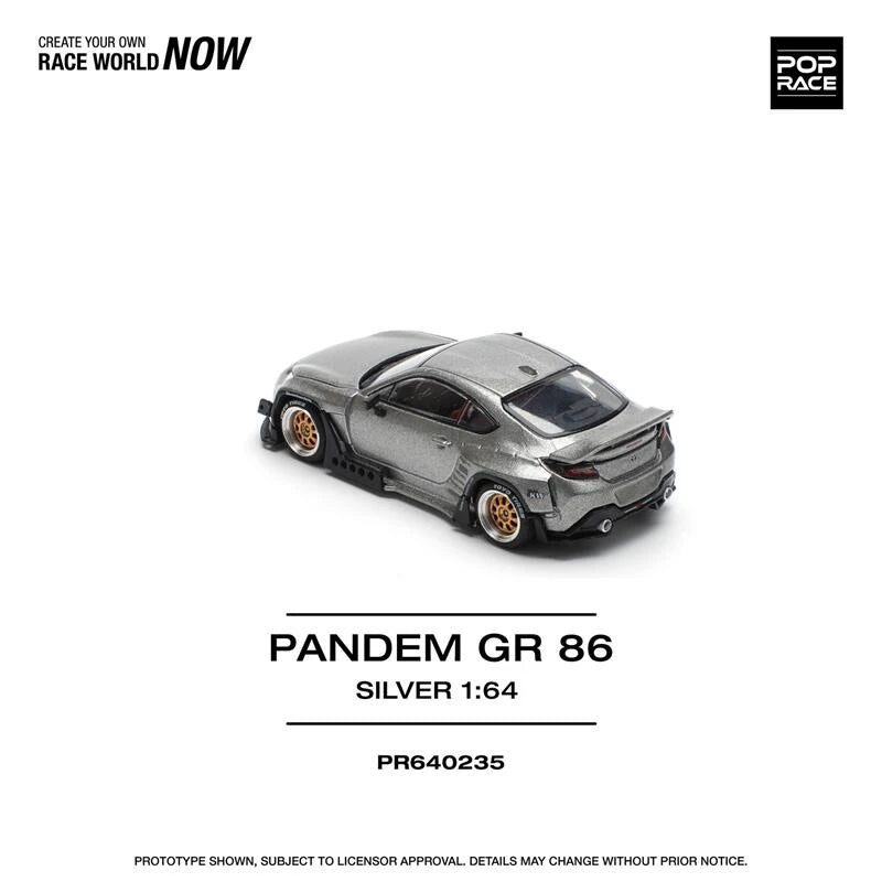 Pop Race 1:64 PANDEM GR86 ZN8 2022 Silver Diecast Model Car