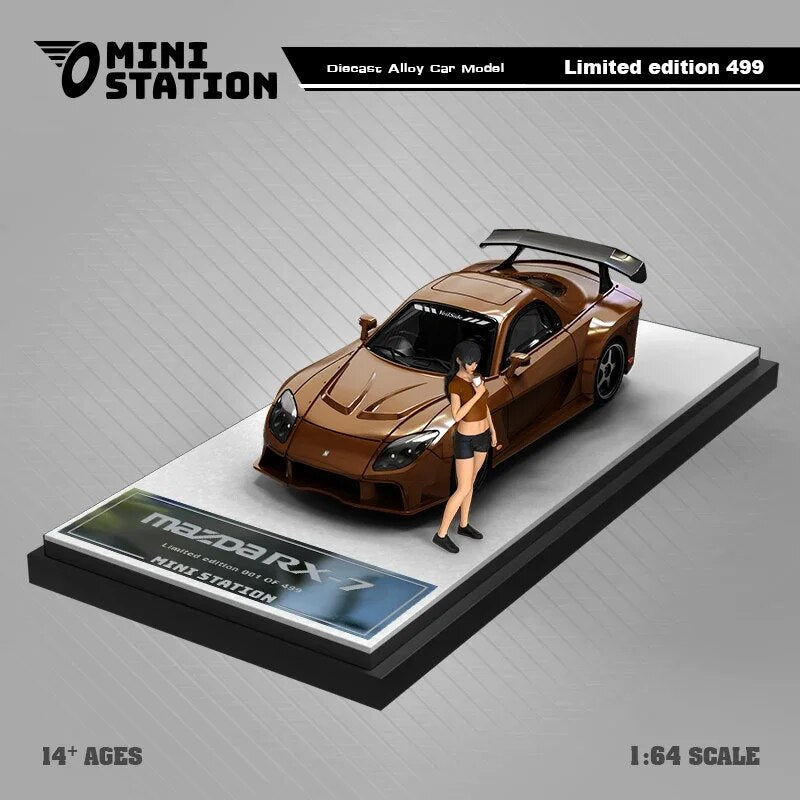 Mini Station  1:64 RX7 Veilside Metallic Brown/Black limited499 Diecast Model Car