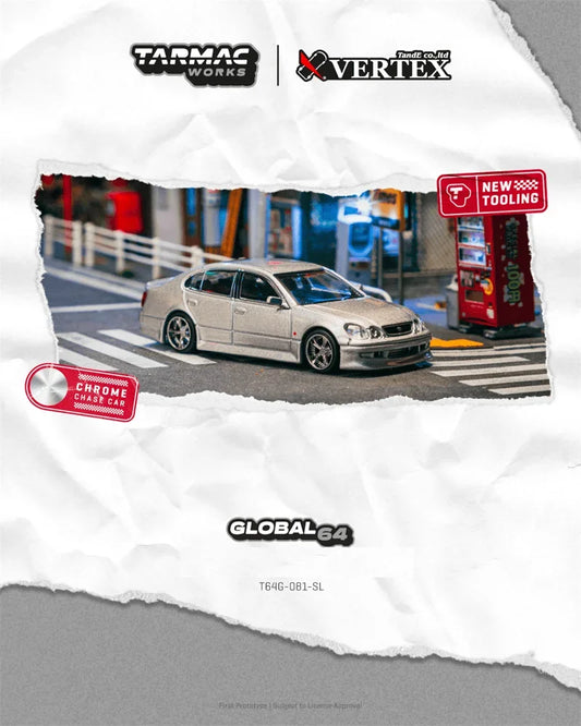 Tarmac Works 1:64 VERTEX JZS161 Aristo Silver Die-Cast Car Model Miniature Gifts