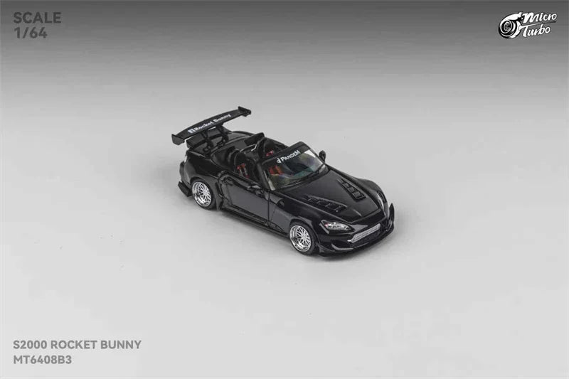 Micro Turbo 1:64 S2000 Rocket Bunny Metal Black Diecast Model Car