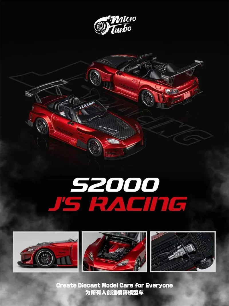 PreSale MicroTurbo 1:64 S2000 JS Racing Transparent red Collection Miniature DieCast Model Car