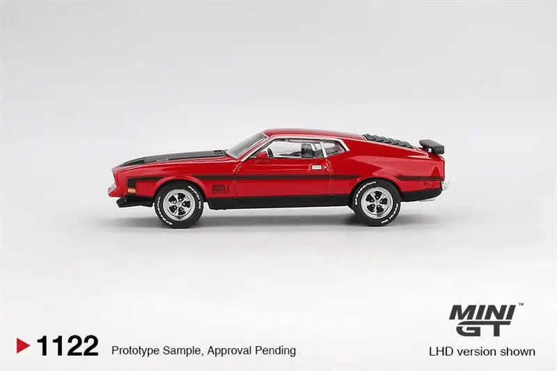 MINI GT 1:64 Mustang Mach1 1971 Race Red Black Diecast Model Car