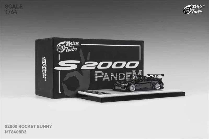 Micro Turbo 1:64 S2000 Rocket Bunny Metal Black Diecast Model Car