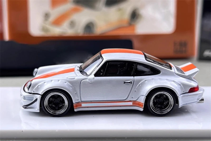 Fast Speed FS 1:64 Rauh Welt RWB964 Wide Body White Orange / Orange / Black Limited499 Diecast Model Car