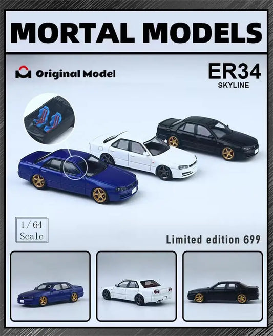 **Pre-Order** Mortal x OM 1:64 Skyline ER34 limited699 Diecast Model Car